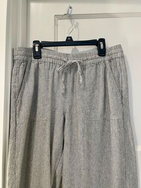 Caslon Linen Blend Pinstriped Drawstring Wide Leg Pant